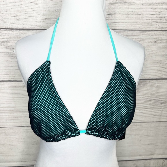 No Boundaries Other - NWT Aqua Blue & Black Fishnet Bikini Top Size Large
